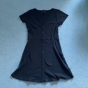 Abercrombie Black Casual Ribbed Button Down Dress